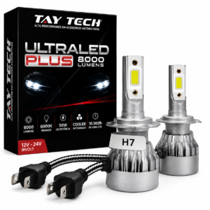 08710db64eecb11c202fd3b5bd67be49.png Par Lâmpadas Super LED Farol Ultra Plus 6000K Branca H7
