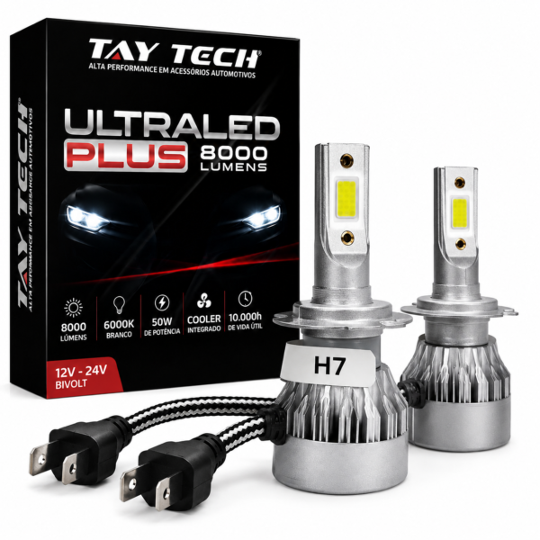 08710db64eecb11c202fd3b5bd67be49.png Par Lâmpadas Super LED Farol Ultra Plus 6000K Branca H7