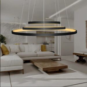 Arandela Pendente 3 Arcos LED 3000K – 20x40x60 Preto
