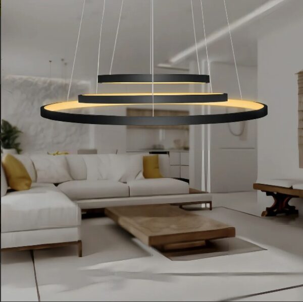 Arandela Pendente 3 Arcos LED 3000K – 20x40x60 Preto
