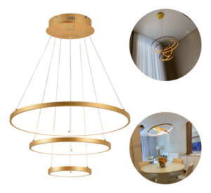 Lustre Pendente Anéis 3 Arcos Premium 60cm Cor Dourado 127/220v Dourado