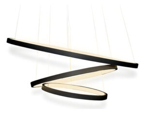 Lustre Pendente Led Moderno 3 Anéis 89w Branco Quente 127/220v Preto