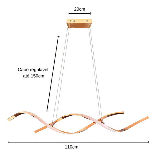 Lustre Pendente Teto Sala Dna Led 35w 3 Em 1 Cinderella Rose 127/220v Rose Gold 127/220v Rose Gold