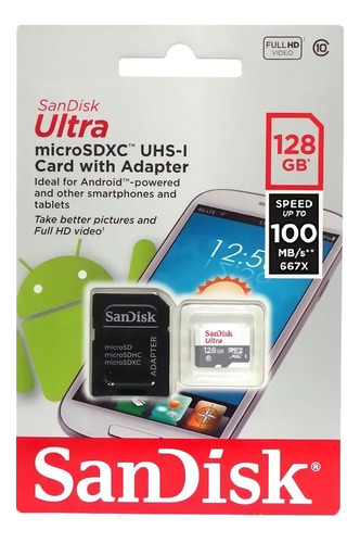 Cartão Micro Sd Sandisk Ultra 128 Gb Classe 10 P/ Celular