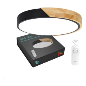 Luminária Plafon Sobrepor Led 3em1 Preto Com Controle Eclick