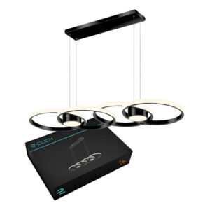 Luminária Pendente Anéis Led 48w Decor Cinderella 127/220v Preto