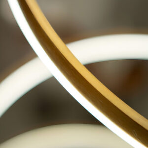Lustre Led 3 Arcos Moderno Pendente Anéis De 89w Dourado