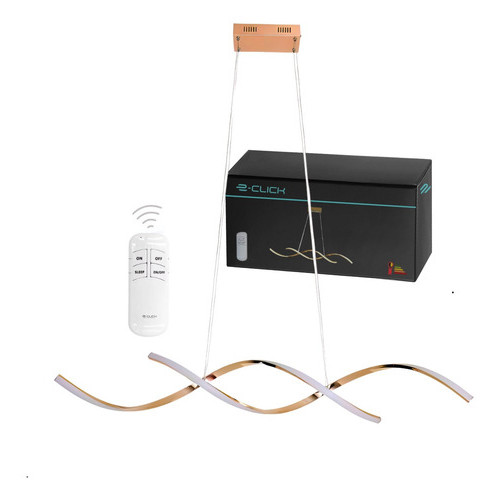 Lustre Pendente Espiral 3 Em 1 Dourado Com Controle Eclick