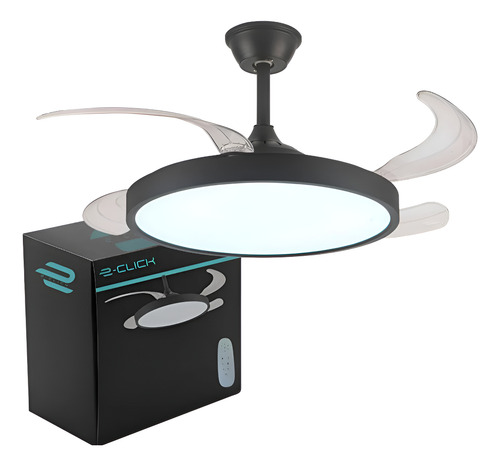 Ventilador Retrátil Led Moderno Preto 6 Velocidades Embuled 1.02 M 50/60hz Preto 127/220v Incolor Plástico 4