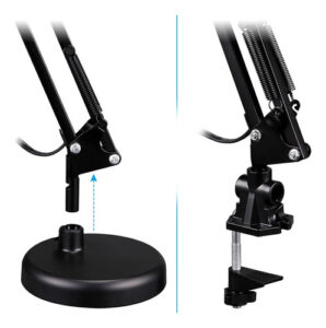 Luminária De Mesa Dapon Articulada Abajur Modelo Pixar Com Base E Garra Cor Preto