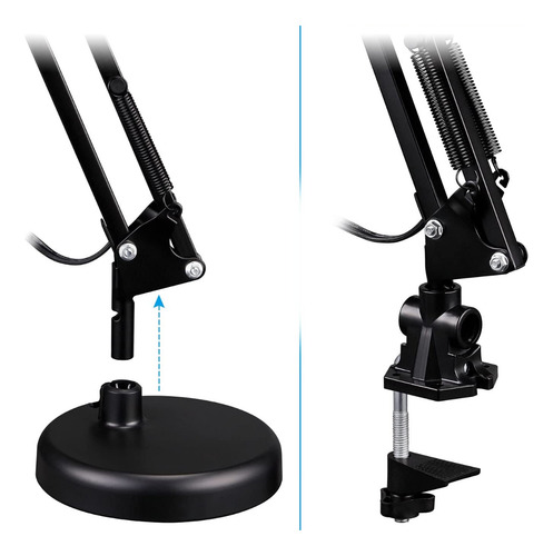 Luminária De Mesa Dapon Articulada Abajur Modelo Pixar Com Base E Garra Cor Preto