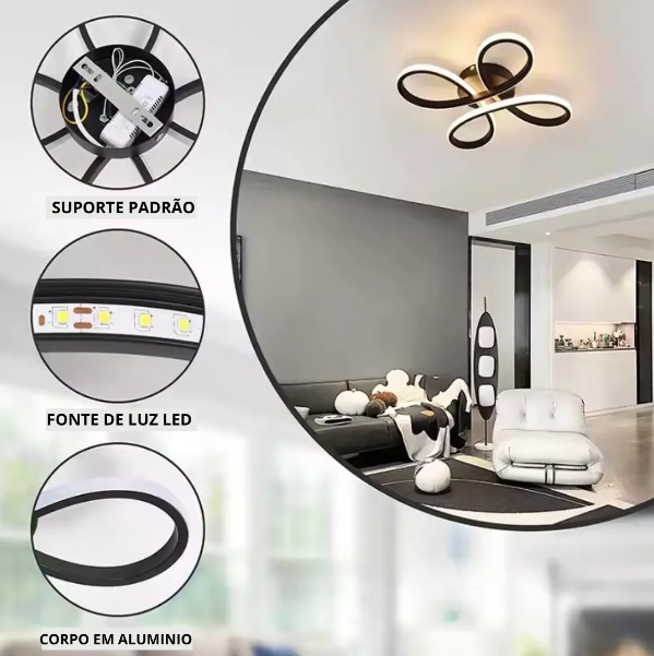 Plafon Led 3 Em 1 45w Decor Cinderella Com Controle Remoto 127/220v Preto
