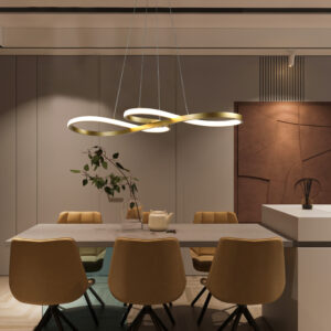 Lustre Pendente LED embutido Moderno Dourado 65w Dimerizável Com Controle Remoto 127/220v Dourado