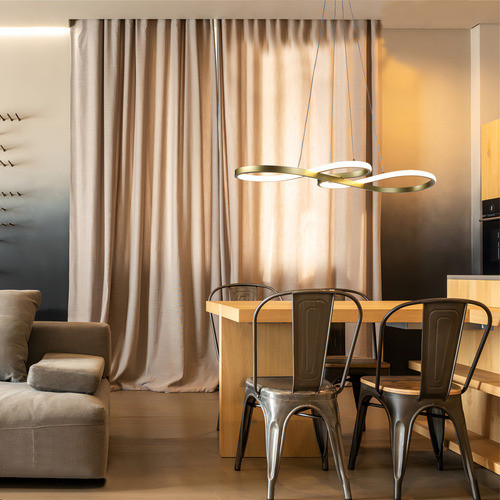 Lustre Pendente Led Dourado Branco Quente 60w 110/220 Eclick