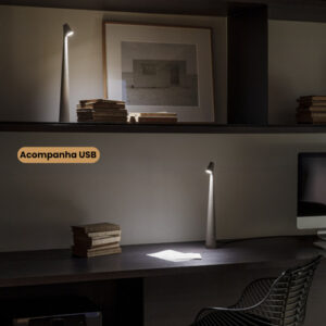 Luminária De Mesa  Moderna Led Touch Branco Eclick Bivolt Branco Branco 127/220v