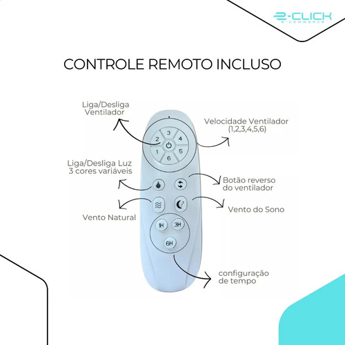 Ventilador Retrátil Led Moderno Preto 6 Velocidades Embuled 1.02 M 50/60hz Preto 127/220v Incolor Plástico 4