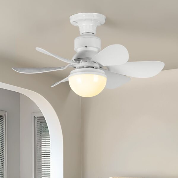 Ventilador De Teto Silencioso Com 6 Aspas, 3 Velocidades, Lâmpada Led, Branco, 40w, Kaprot
