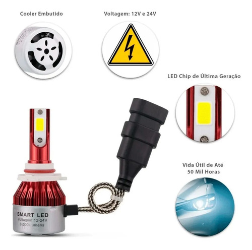 Lâmpada Tay Tech Smart Led 8000 Lúmens 6000k H8 + Canceller H8