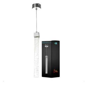 Pendente LED Vidro Cromado Luz Ajustável 3500K a 6500K 33x33x25cm Cabo 2m