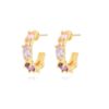 Brinco Argola Zircônias Cravejadas Luxo Banho Ouro 18k