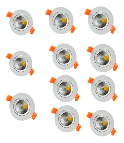 Kit 12 Spot Led Cob 5w Branco Quente Redondo Eclick 127/220v Branco