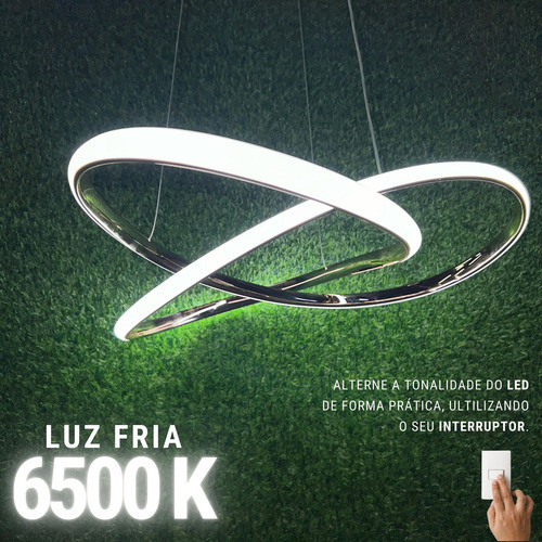 Lustre Pendente Led 40w Moderno 3 Em 1 Dourado Lp-02d