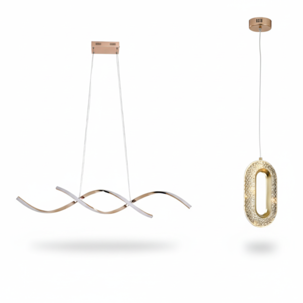 Kit Lustre Pendente Teto Sala Dna+Luminária Pendente Cristal