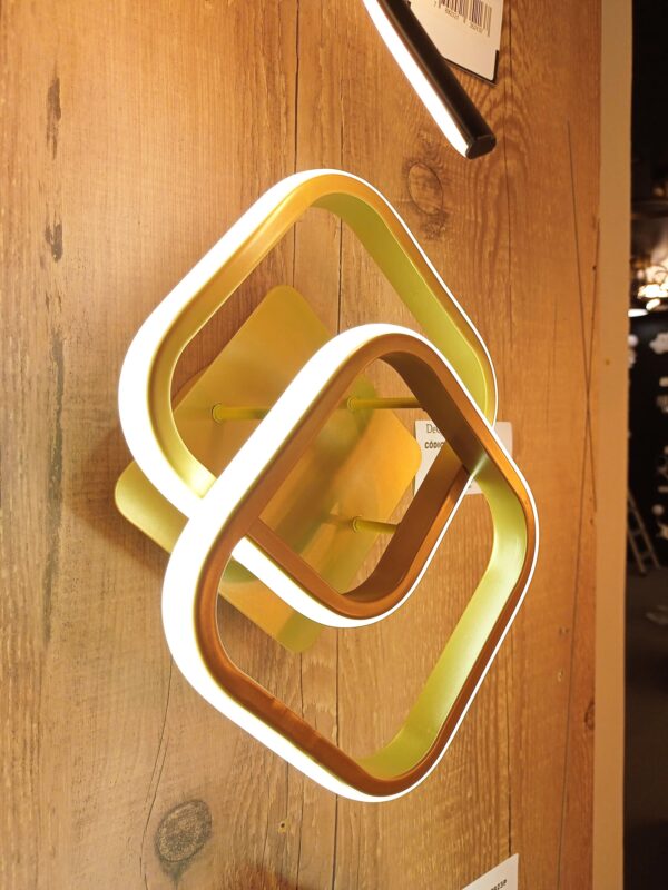 Plafon LED Retangular Dourado 3500K a 6500K Metal 28x19cm