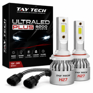 Par Lâmpadas Super LED Farol Ultra Plus 6000K Branca H27