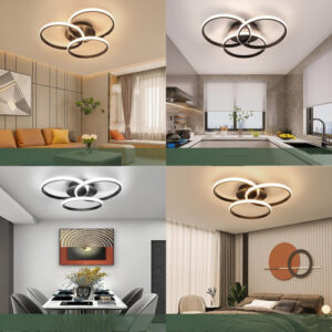 Luminária Sobrepor Plafon Led 3em1 Preto Com Controle Eclick