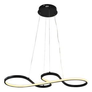 Kit Lustre 52W Preto + Pendente Cristal Oval Dourado Bivolt