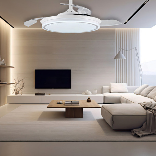 Luminária Ventilador Plafon Breeze Home 30w Retrátil Branco Pás Transparente Diâmetro 39.5 Cm Frequência 50/60hz Materia