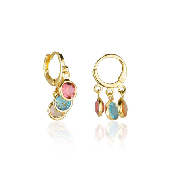 Kit 2 Pares Brincos Argolinha Zircônias Banho Ouro 18k Luxo