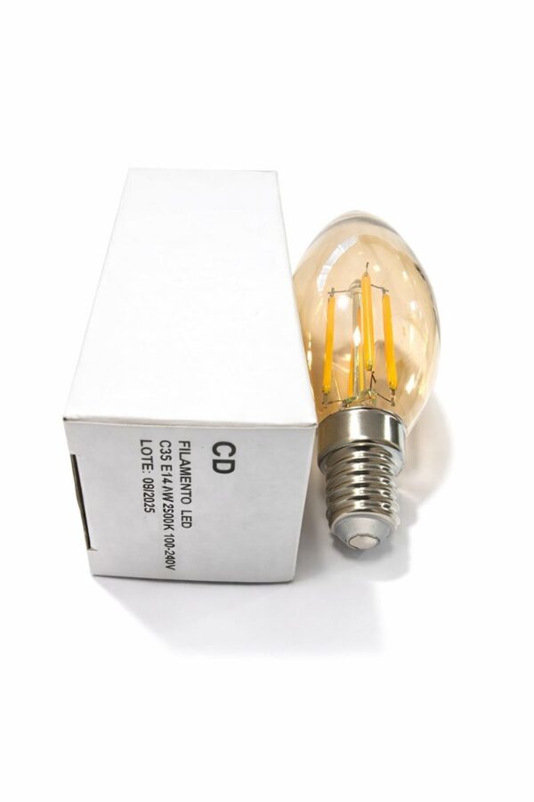 Lâmpada LED Filamento Vela E14 4W Âmbar 2200K Decorativa Retrô
