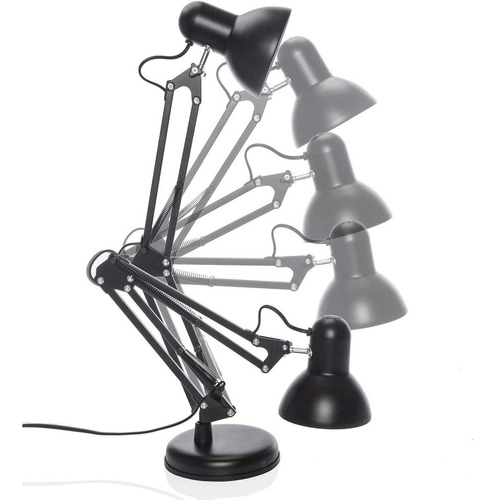 Luminária De Mesa Dapon Articulada Abajur Modelo Pixar Com Base E Garra Cor Preto