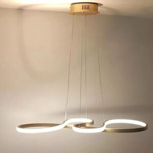 Lustre Pendente LED embutido Moderno Dourado 65w Dimerizável Com Controle Remoto 127/220v Dourado