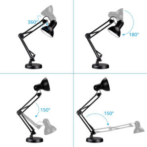 Luminária De Mesa Dapon Articulada Abajur Modelo Pixar Com Base E Garra Cor Preto