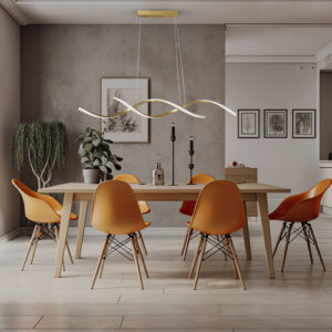 Lustre Pendente Espiral 3 Em 1 Dourado Com Controle Eclick Cor da estrutura:Dourado;Voltagem:127/220V