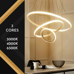 Pendente Luminaria Lustre Led Teto Posições regulaveis Moderno Sala Jantar 60w 127/220v Dourado