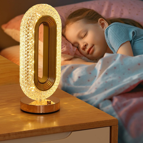 Luminária Cristal Abajur Oval Usb 5w  Bivolt Dourado Eclick Dourado Dourado 127/220v