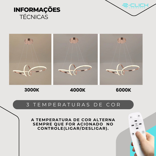 Lustre Pendente Luxo 3 Em 1  Com Controle Remoto Eclick