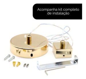 Kit 2 Lustre Pendente Cristal Bolhas Led 3 Cores Dourado 127/220v Dourado