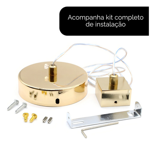 Kit 2 Lustre Pendente Cristal Bolhas Led 3 Cores Dourado 127/220v Dourado