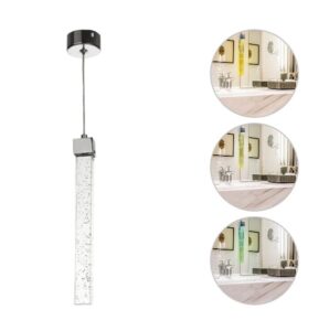 Pendente LED Vidro Cromado Luz Ajustável 3500K a 6500K 33x33x25cm Cabo 2m
