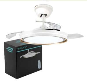 Ventilador Teto Retrátil Embuled Breeze Home dourado Estrutura Branco / Pás Transparente Diâmetro 920 Mm Frequência.