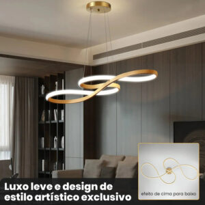 Lustre Pendente LED embutido Moderno Dourado 65w Dimerizável Com Controle Remoto 127/220v Dourado