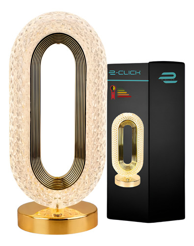 Luminária Cristal Abajur Oval Usb 5w  Bivolt Dourado Eclick Dourado Dourado 127/220v