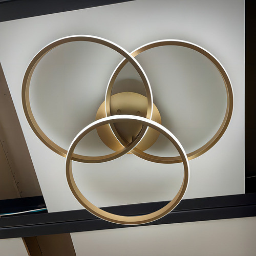 Luminária Plafon Led De Sobrepor 3 Anéis Selene 45w 3 Em 1 Bivolt Dourado 127/220v Dourado