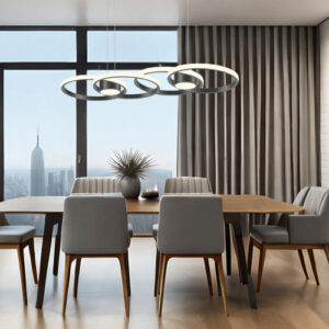 Luminária Pendente Anéis Led 48w Decor Cinderella 127/220v Preto