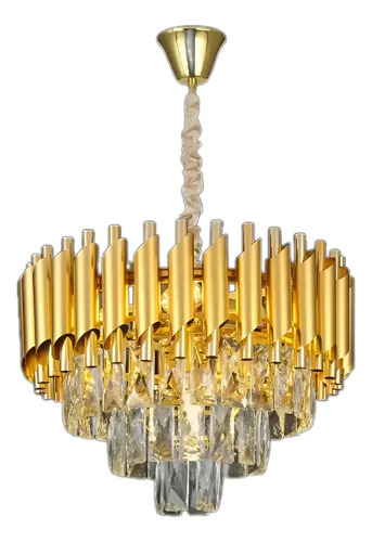 Lustre Classico Pendente Dourado Metal Cristal Sindora Luxo 127/220v Dourado